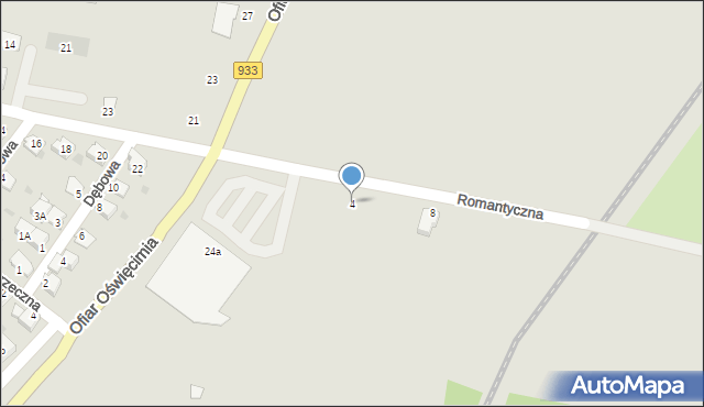 Brzeszcze, Romantyczna, 4, mapa Brzeszcze