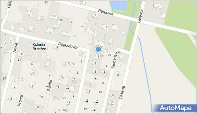 Brzeźce, Różana, 1, mapa Brzeźce