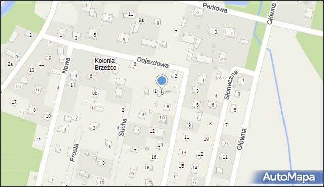 Brzeźce, Różana, 6, mapa Brzeźce