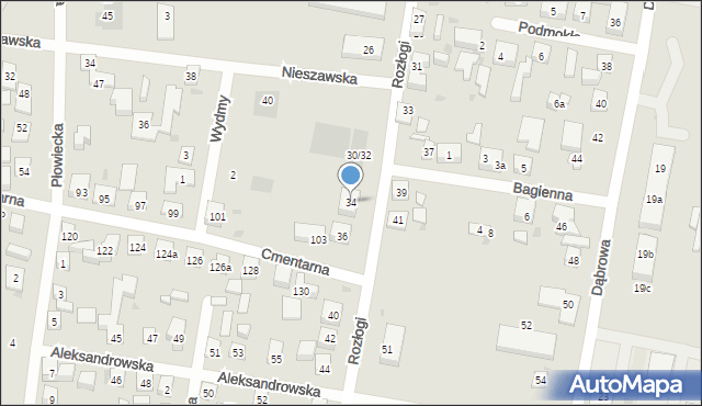 Bydgoszcz, Rozłogi, 34, mapa Bydgoszczy