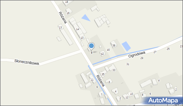 Byków, Różana, 8, mapa Byków