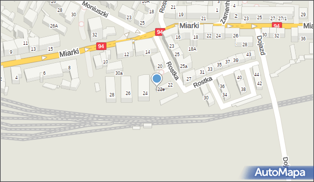Bytom, Rostka Józefa, dr., 22g, mapa Bytomia