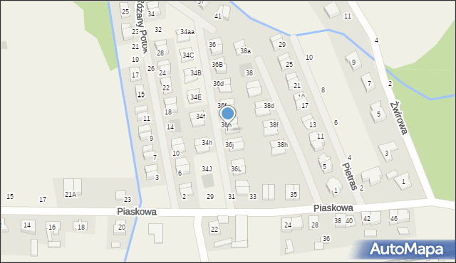 Cerekwica, Różany Potok, 36i, mapa Cerekwica
