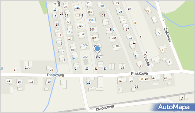 Cerekwica, Różany Potok, 36L, mapa Cerekwica