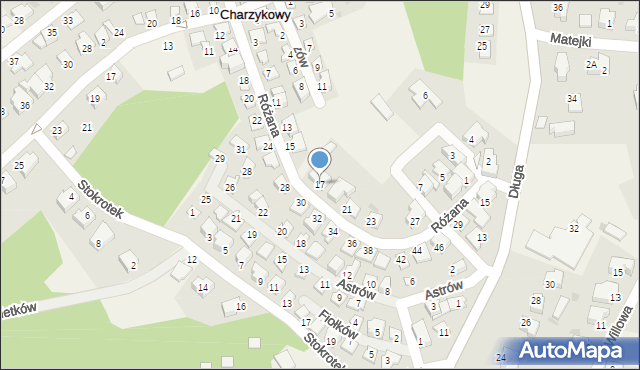 Charzykowy, Różana, 17, mapa Charzykowy