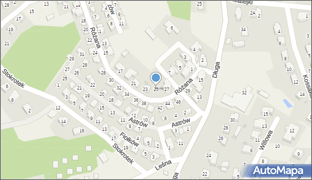 Charzykowy, Różana, 25, mapa Charzykowy