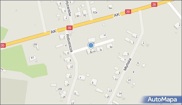 Chociwel, Robotnicza, 3b, mapa Chociwel