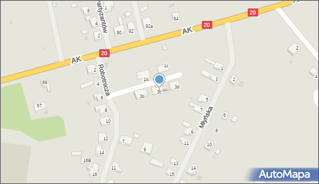 Chociwel, Robotnicza, 3c, mapa Chociwel