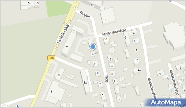 Chojnice, Rogali Wincentego, 13, mapa Chojnic