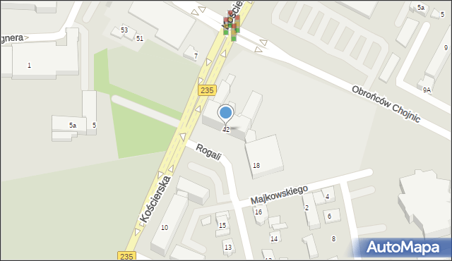 Chojnice, Rogali Wincentego, 42, mapa Chojnic
