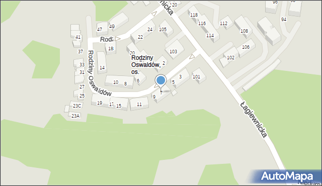 Chorzów, Rodziny Oswaldów, 7, mapa Chorzów