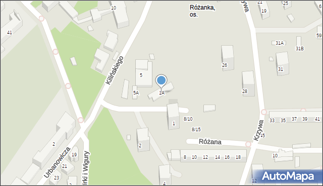 Chorzów, Różana, 1A, mapa Chorzów