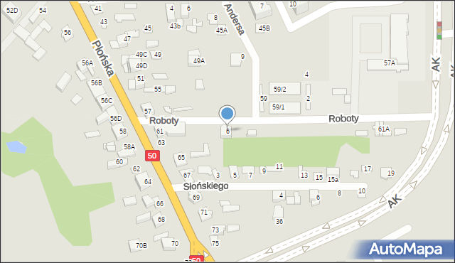 Ciechanów, Roboty Rozy, 6, mapa Ciechanów