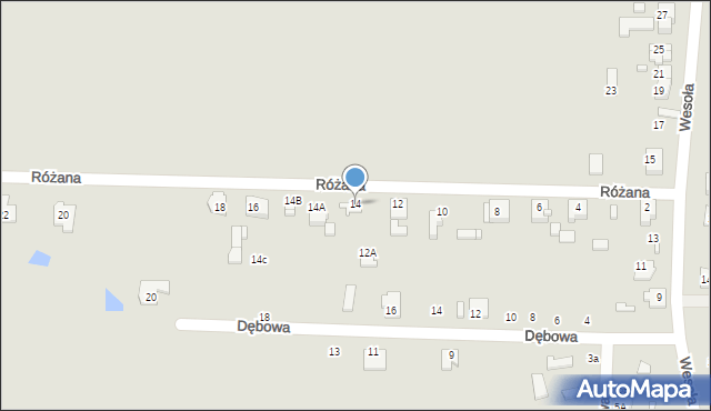 Ciechanów, Różana, 14, mapa Ciechanów