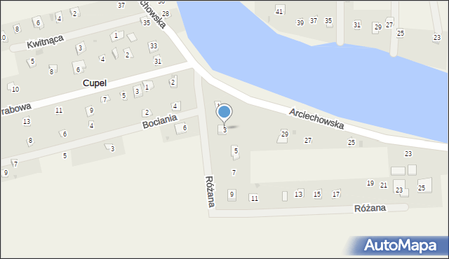 Cupel, Różana, 3, mapa Cupel