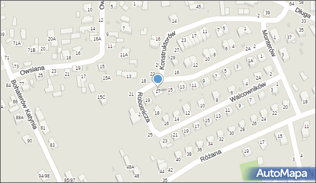 Częstochowa, Robotnicza, 17, mapa Częstochowy