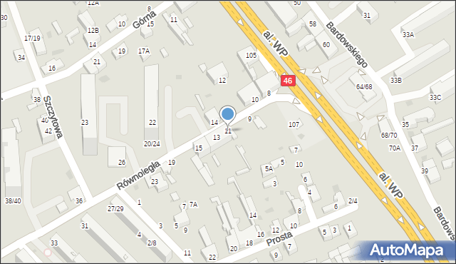 Częstochowa, Równoległa, 11, mapa Częstochowy