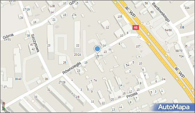 Częstochowa, Równoległa, 15, mapa Częstochowy