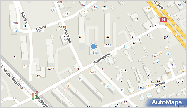 Częstochowa, Równoległa, 26/28, mapa Częstochowy