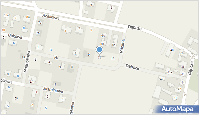 Dąbcze, Różana, 11, mapa Dąbcze
