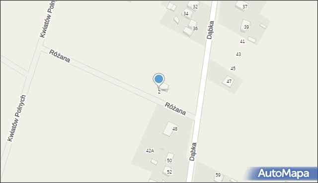 Dąbków, Różana, 2, mapa Dąbków