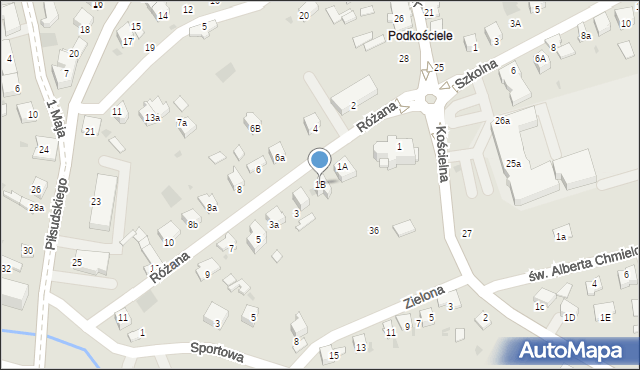 Dąbrowa Tarnowska, Różana, 1B, mapa Dąbrowa Tarnowska