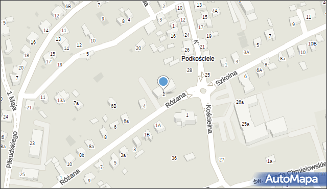 Dąbrowa Tarnowska, Różana, 2, mapa Dąbrowa Tarnowska