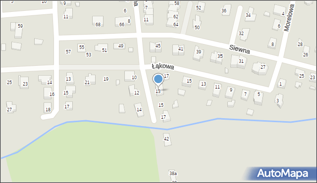 Dębno, Różana, 13, mapa Dębno