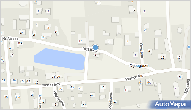 Dębogórze, Roślinna, 1, mapa Dębogórze