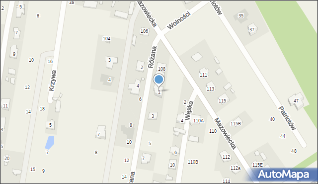 Dobczyn, Różana, 1, mapa Dobczyn