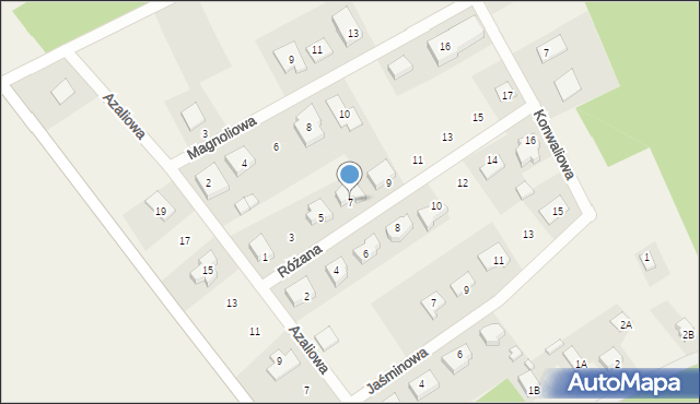 Dobryszyce, Różana, 7, mapa Dobryszyce