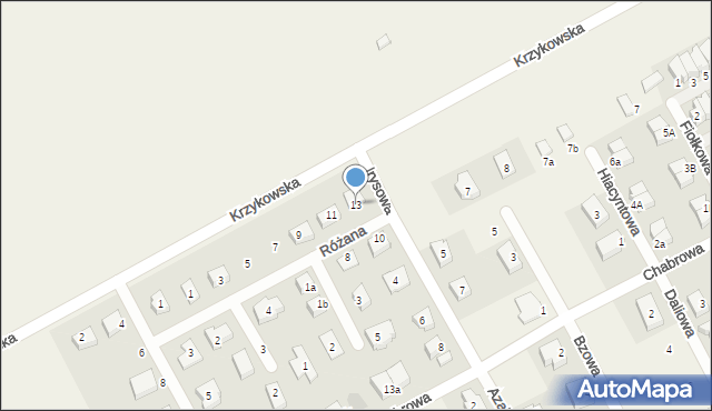 Dobrzykowice, Różana, 13, mapa Dobrzykowice