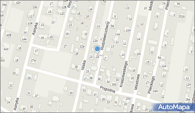 Dziekanów Leśny, Rodziewiczówny Marii, 14, mapa Dziekanów Leśny