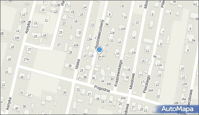 Dziekanów Leśny, Rodziewiczówny Marii, 17, mapa Dziekanów Leśny