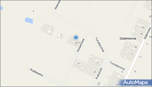 Dziemionna, Rowerowa, 23, mapa Dziemionna