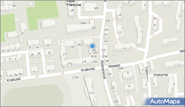 Elbląg, Robotnicza, 181B, mapa Elbląga