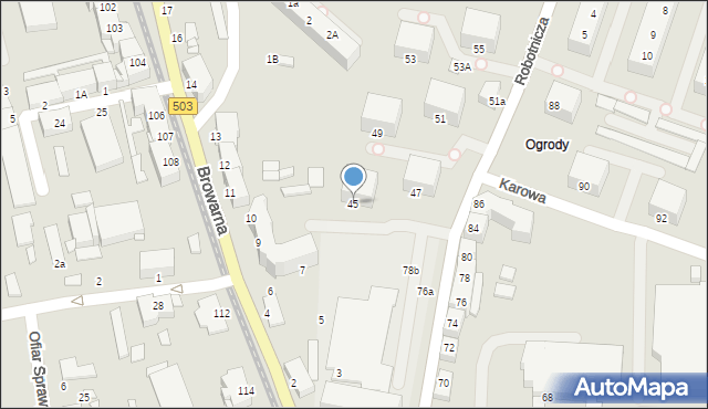 Elbląg, Robotnicza, 45, mapa Elbląga