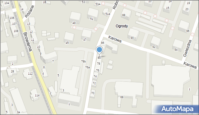 Elbląg, Robotnicza, 80, mapa Elbląga