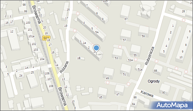 Elbląg, Różana, 3, mapa Elbląga