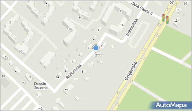 Ełk, Robotnicza, 10, mapa Ełku