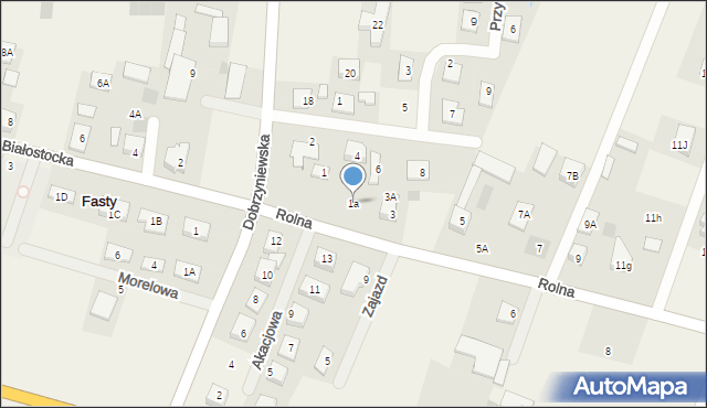 Fasty, Rolna, 1a, mapa Fasty