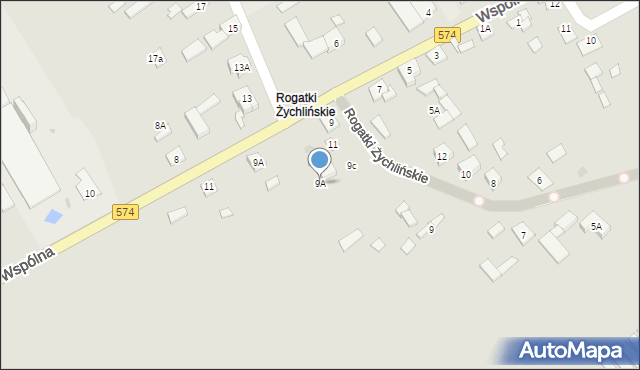 Gąbin, Rogatki Żychlińskie, 9A, mapa Gąbin