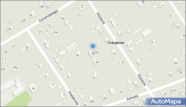 Garwolin, Różana, 4a, mapa Garwolin