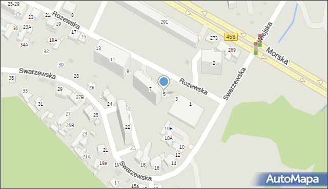 Gdynia, Rozewska, 5, mapa Gdyni