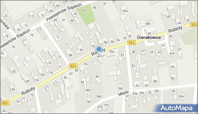 Gierałtowice, Roboty, ks., 57, mapa Gierałtowice