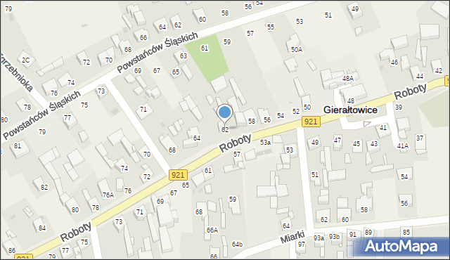 Gierałtowice, Roboty, ks., 62, mapa Gierałtowice