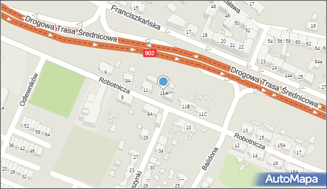 Gliwice, Robotnicza, 11A, mapa Gliwic