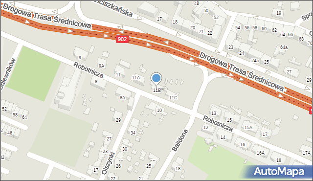 Gliwice, Robotnicza, 11B, mapa Gliwic