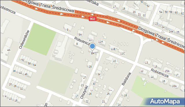 Gliwice, Robotnicza, 8A, mapa Gliwic