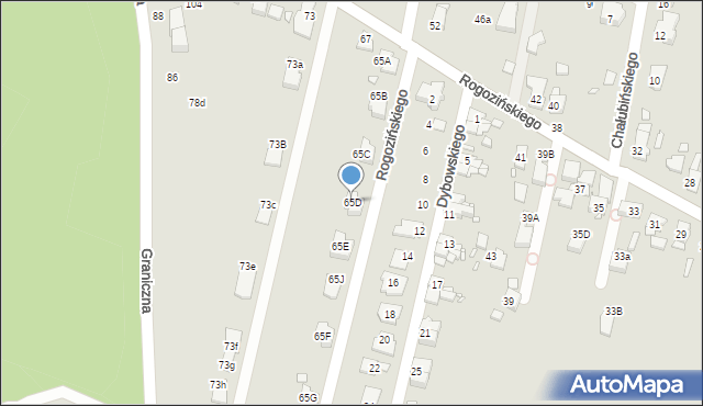Gliwice, Rogozińskiego Stefana, 65D, mapa Gliwic